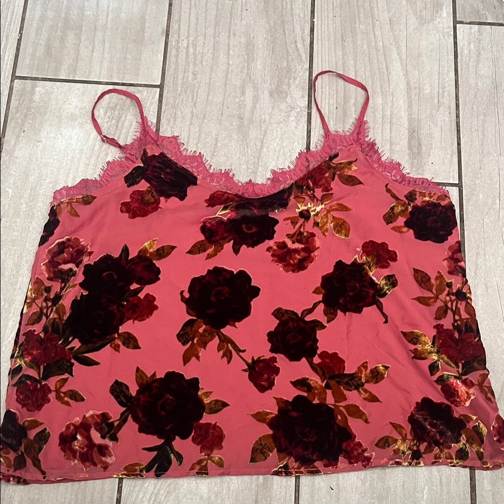 a.n.a Pink and Black Floral Camisole